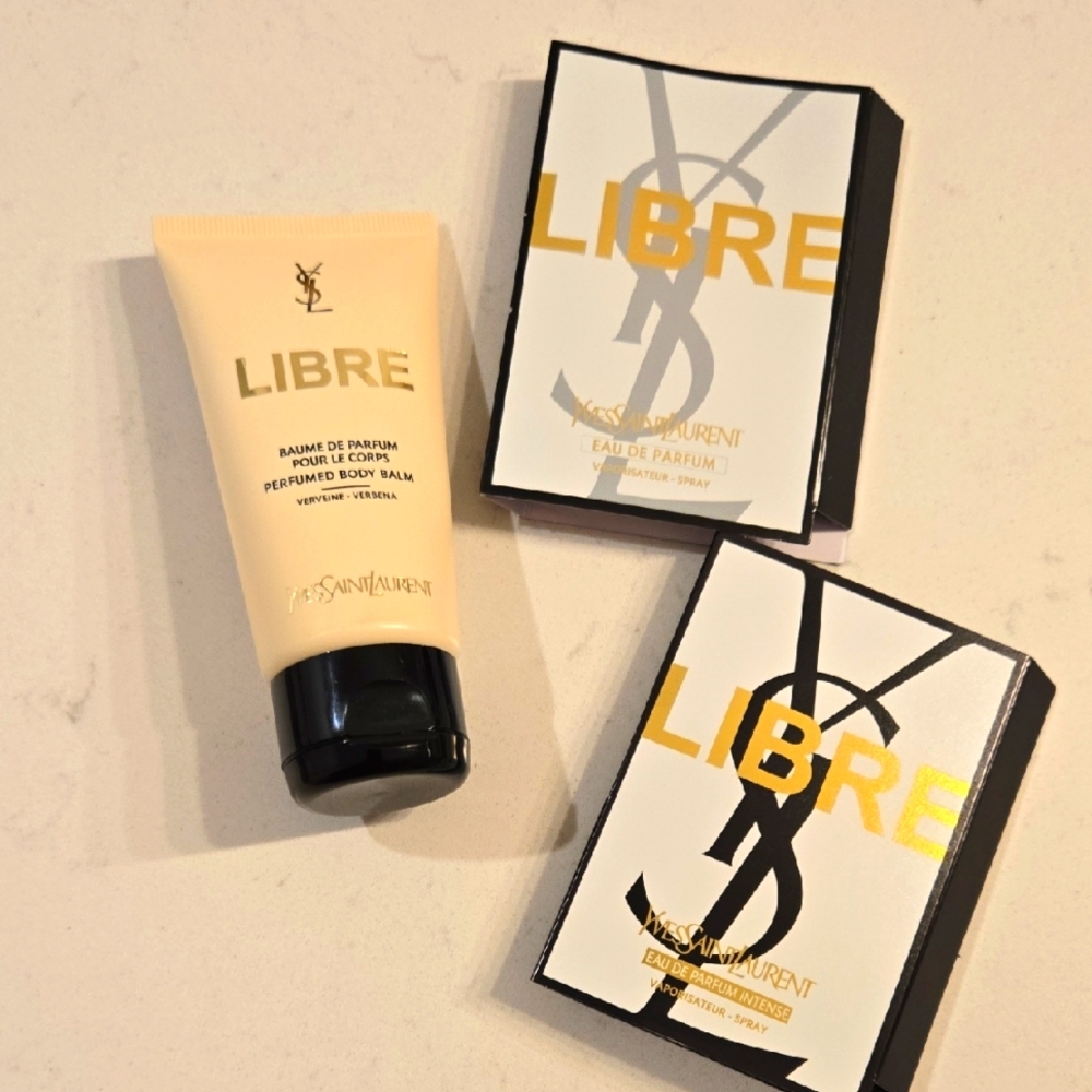 New Never Used Yves Saint Laurent Libre Body Balm Lotion and LIBRE 2x Sample Set